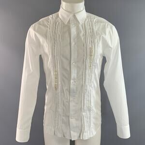 SIMONE ROCHA Size S White Embellishment Cotton Button Up Long Sleeve Shirt